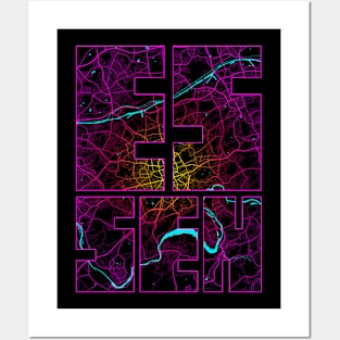 Essen, Germany City Map Typography - Neon Posters and Art